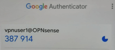 Token generated by Google Authenticator for OpenVPN client user