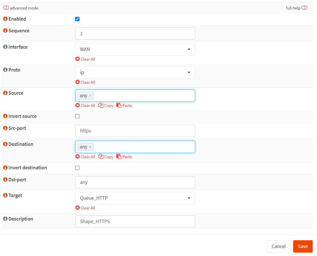 Creating a traffic shaper rule for prioritizing the HTTPS traffic in OPNsense