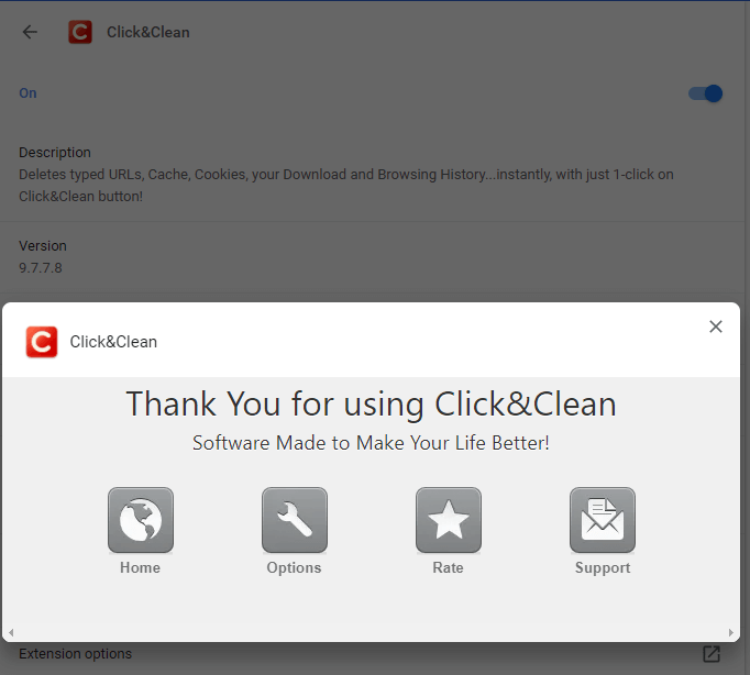 Accessing the Click&amp;Clean Options menu