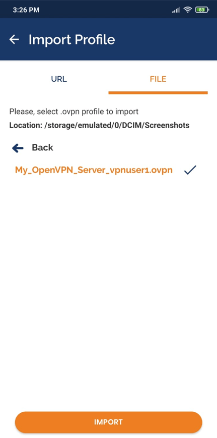 Importing OpenVPN client configuration on an Android