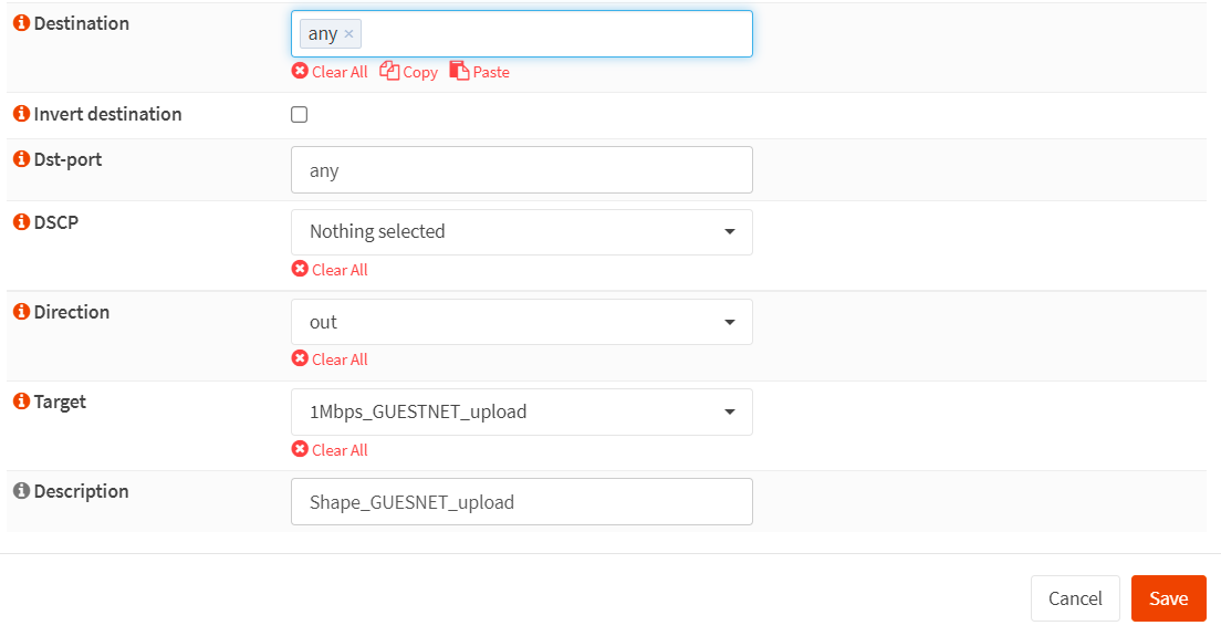 Creating traffic shaper rule for limiting Internet upload traffic bandwidth in GUESTNET-2