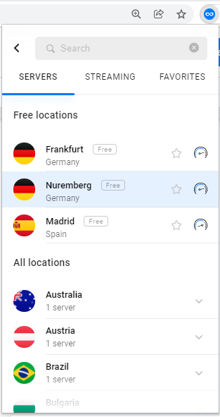 Selecting a free uVPN server