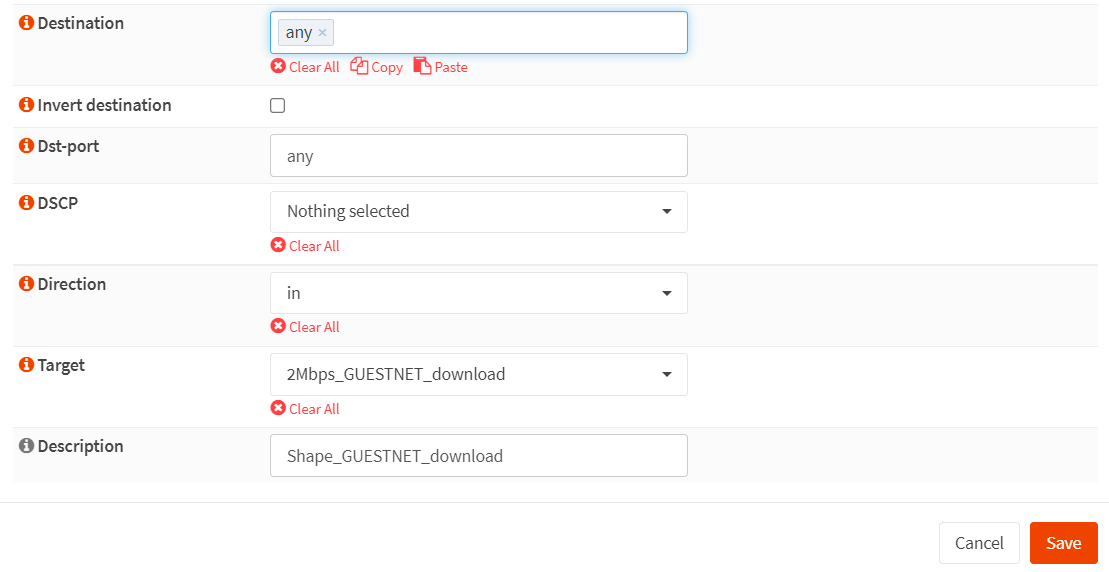 Creating traffic shaper rule for limiting Internet download traffic bandwidth in GUESTNET-2