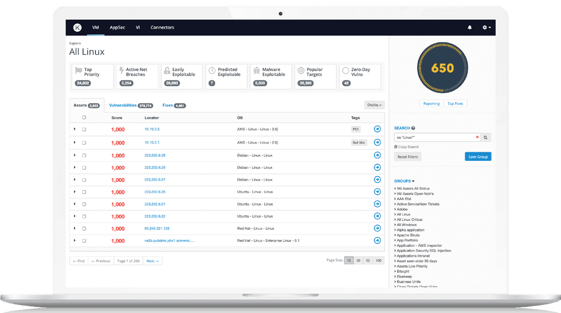 Kenna.VM vulnerability scanner