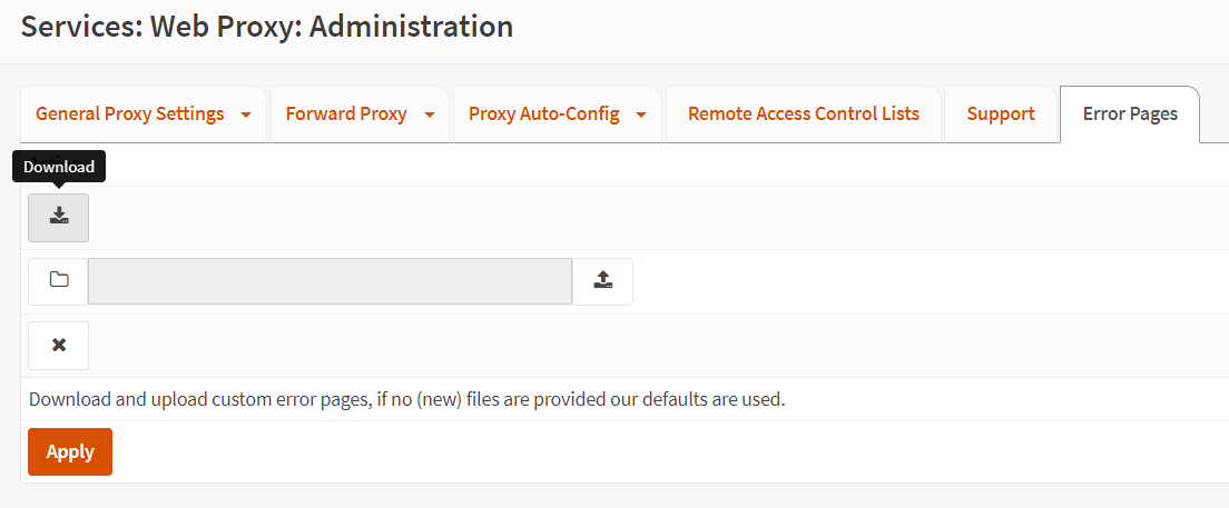 Setting User error pages option in OPNsense Web Proxy