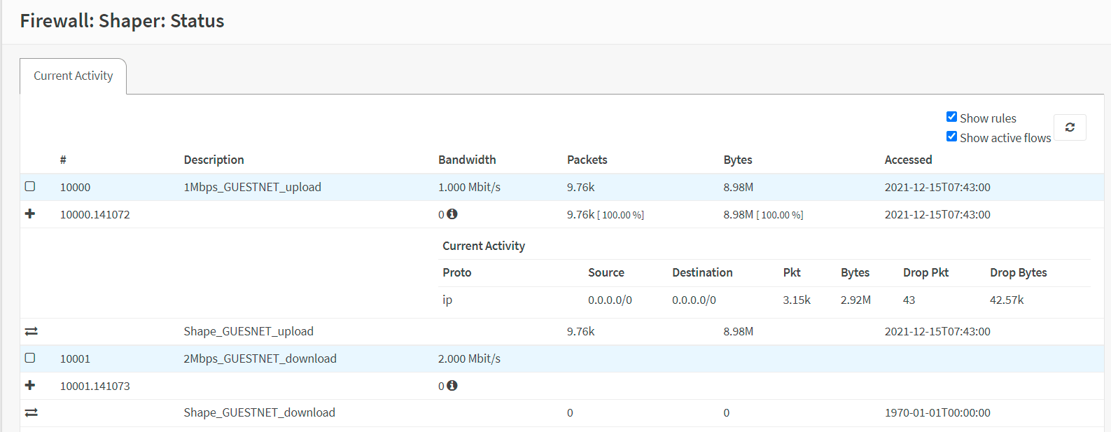 Verifying the internet bandwidth limitation for GUESTNET users in OPNsense