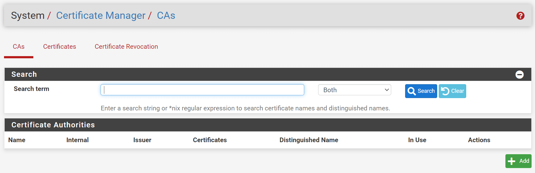 Managing Certificate Authorities on pfSense