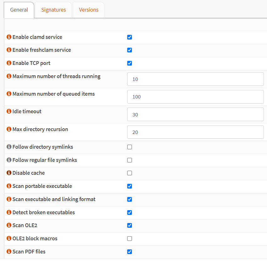 Configuring ClamAV antivirus engine in OPNsense Web UI