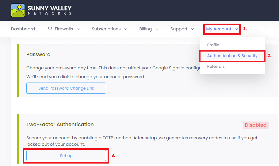 Two-Factor Authentication Setup