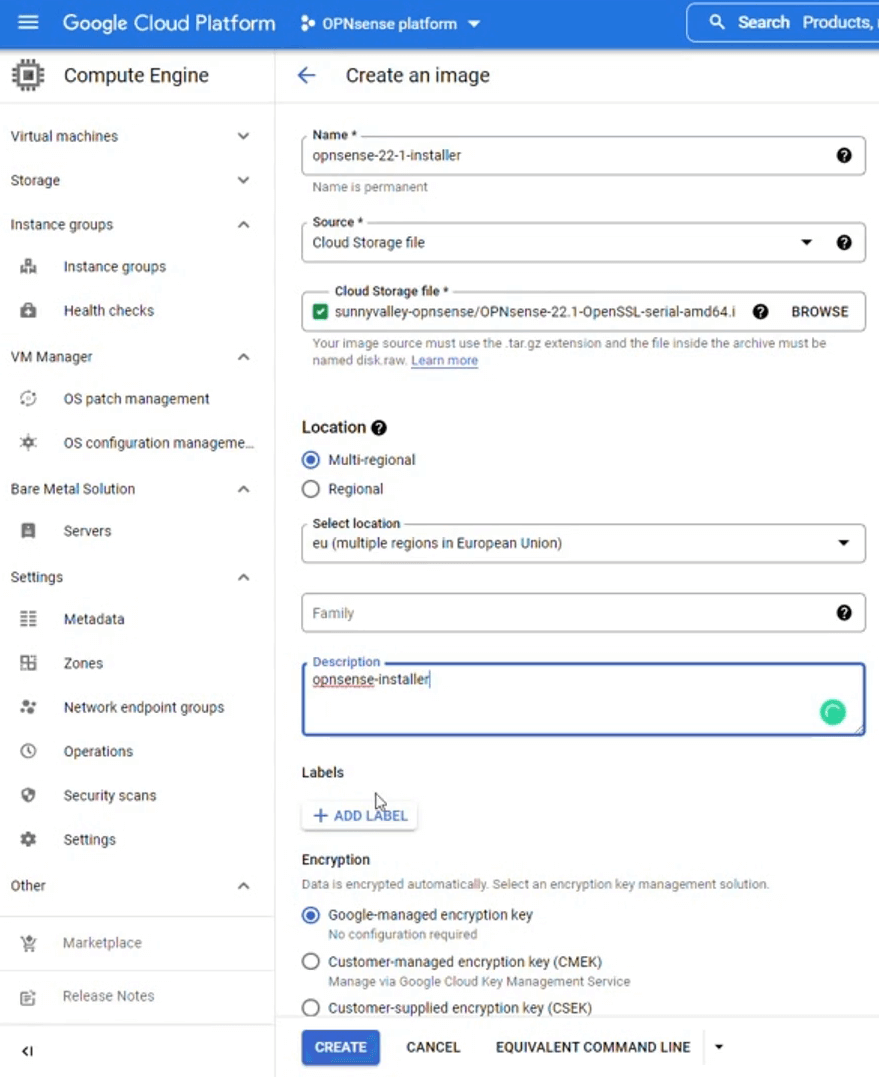 Creating OPNsense image on Google Cloud Platform