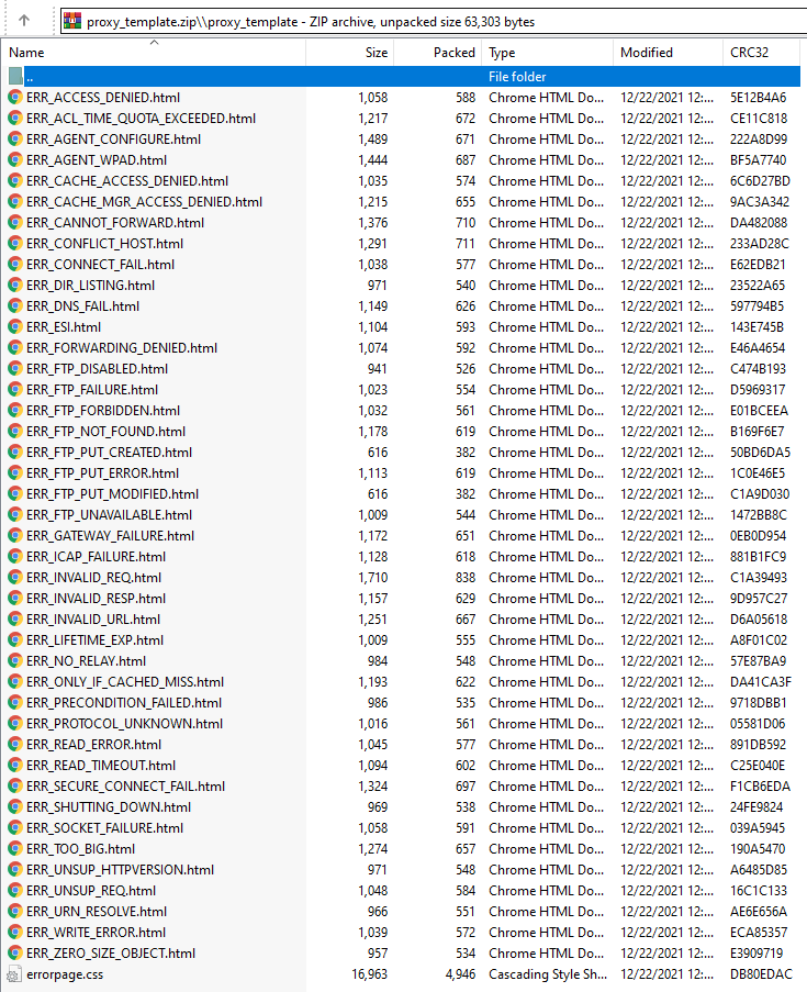 Error pages file lists in OPNsense Web Proxy template