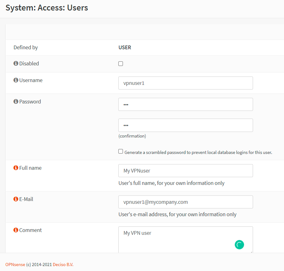 Creating VPN user account in OPNsense-1