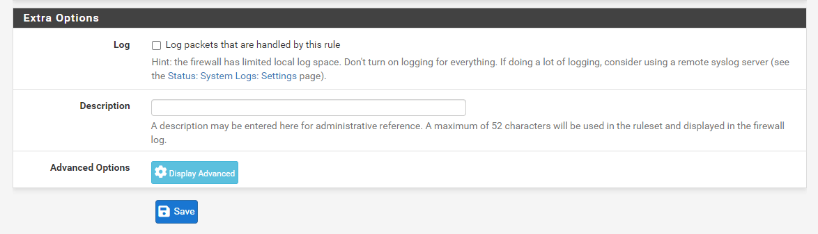 Saving Firewall Rule on pfSense software