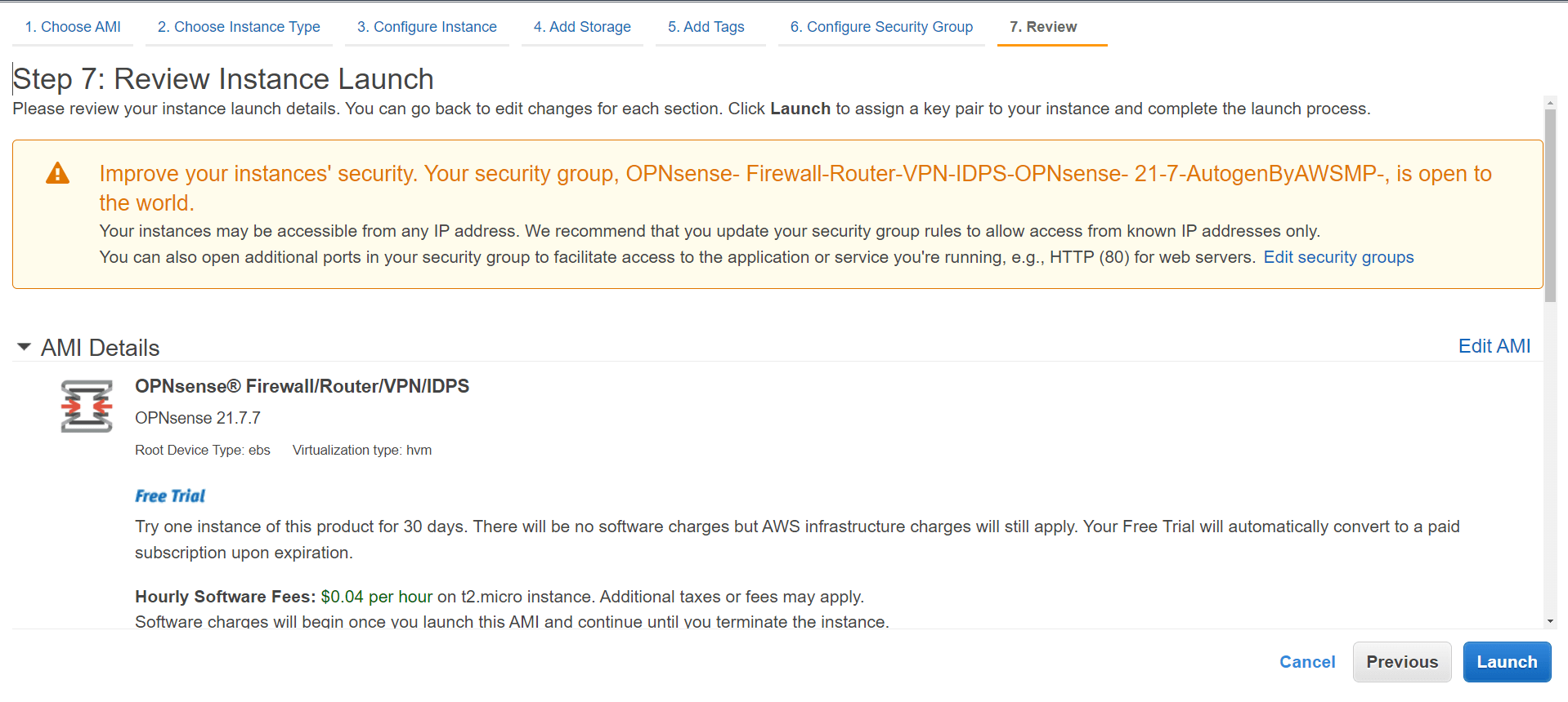 Review Instance Launch