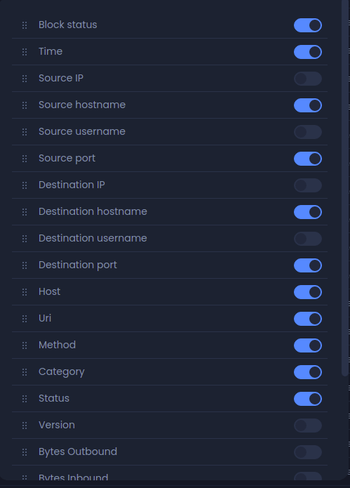 Add or remove fields/columns