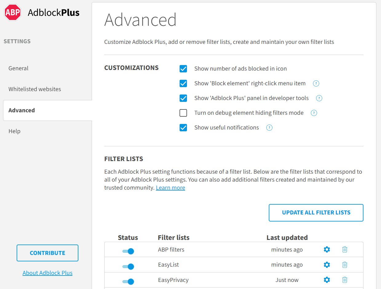 AdBlock Plus customization