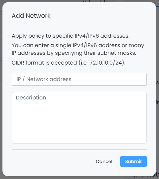 Adding IP address to apply the policy