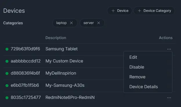 Added devices List on policy