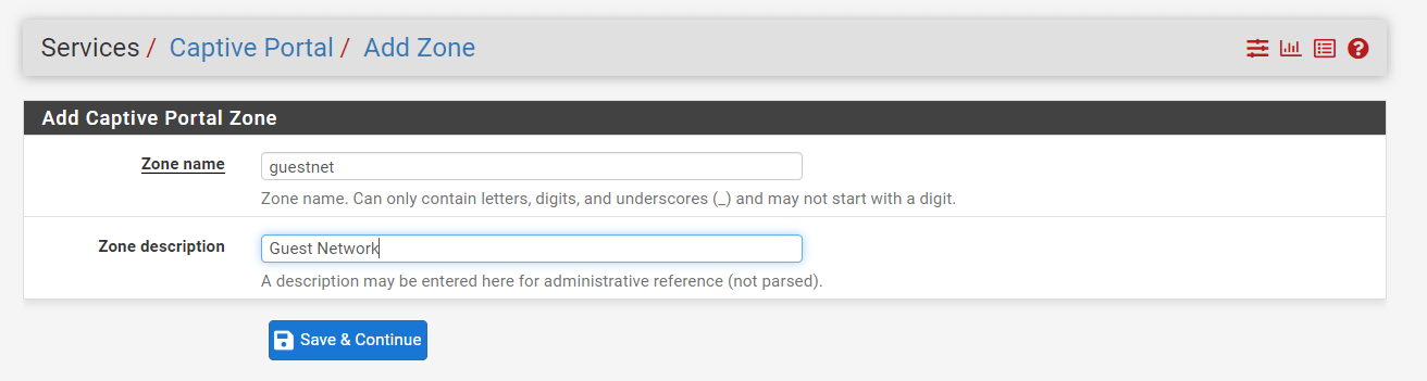 Adding Captive Portal Zone on pfSense