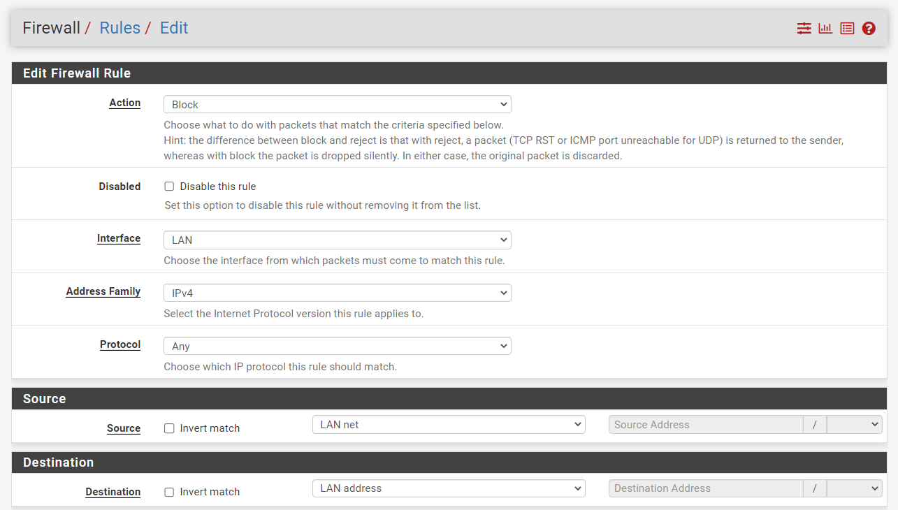 Adding Firewall Rule to block Firewall Access