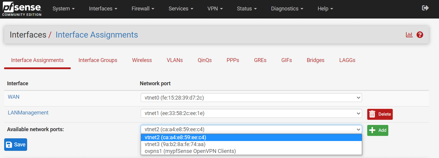 Adding new LAN interface