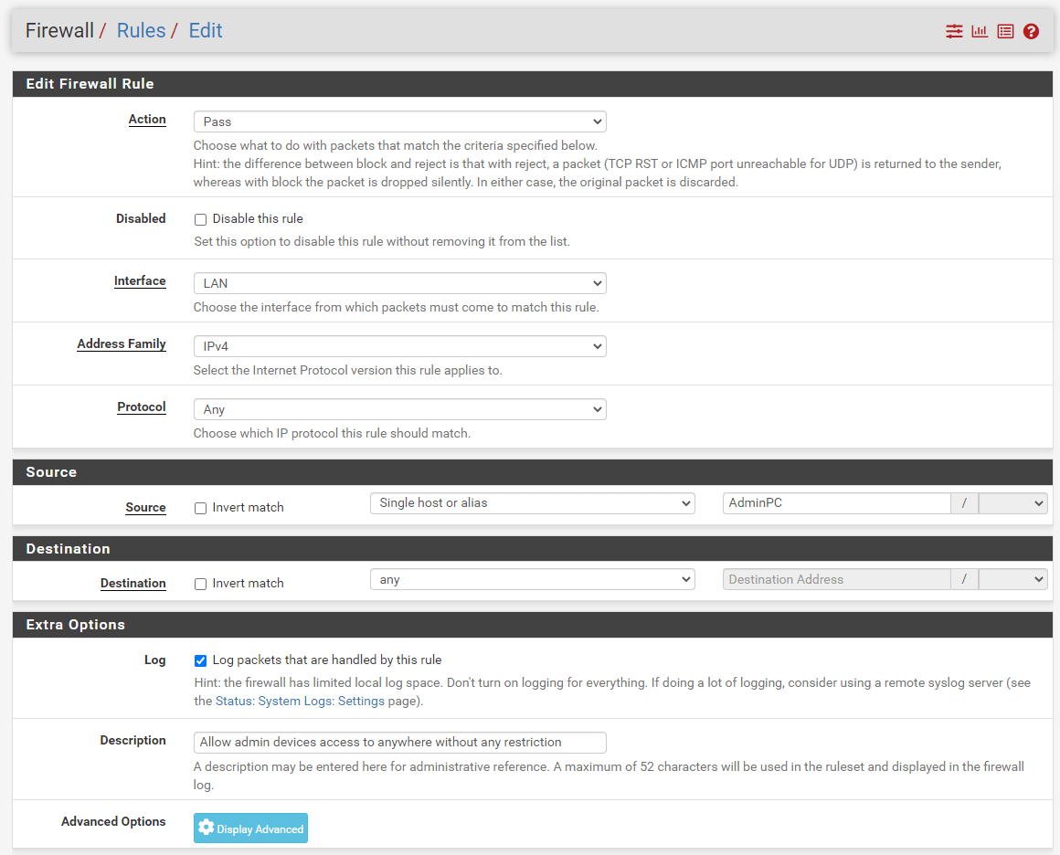 Allow admin devices access without any restriction