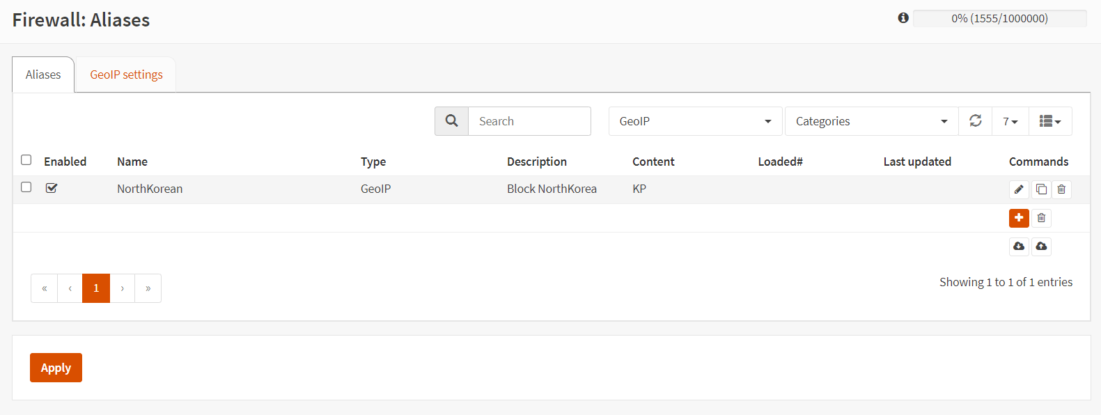 Viewing GeoIP alias