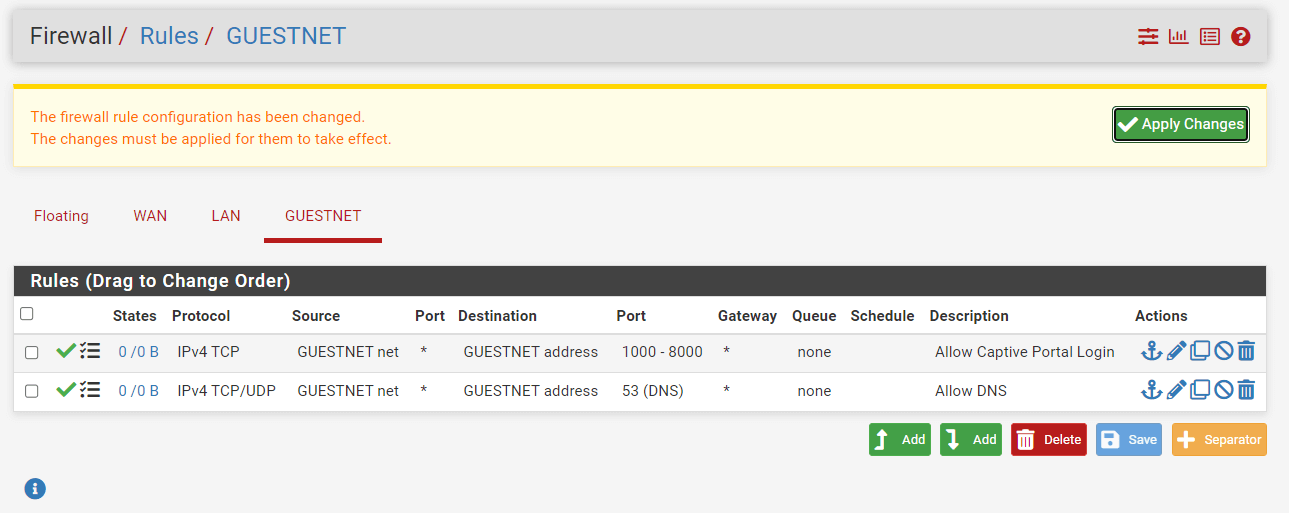 Applying Firewall Rule to allow Captive Portal Login