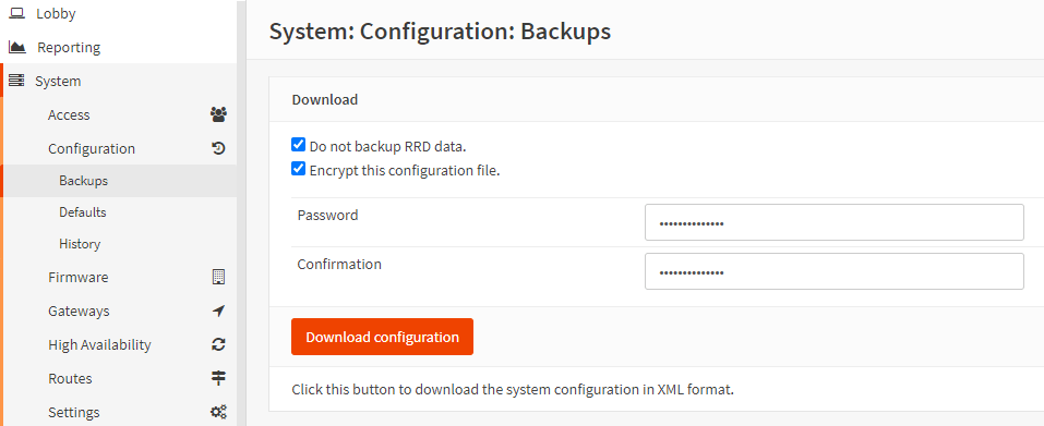 Backup OPNsense Configuration Manually