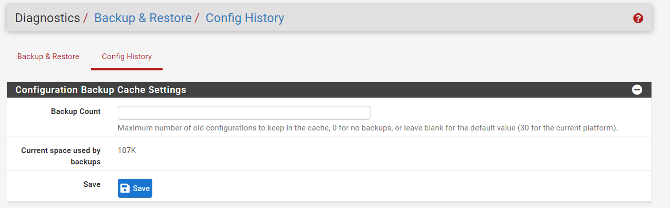 Configuration Backup Cache Settings on pfSense