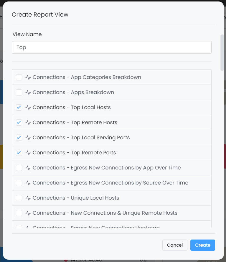 Configure View Window to Set a Name and Select Charts