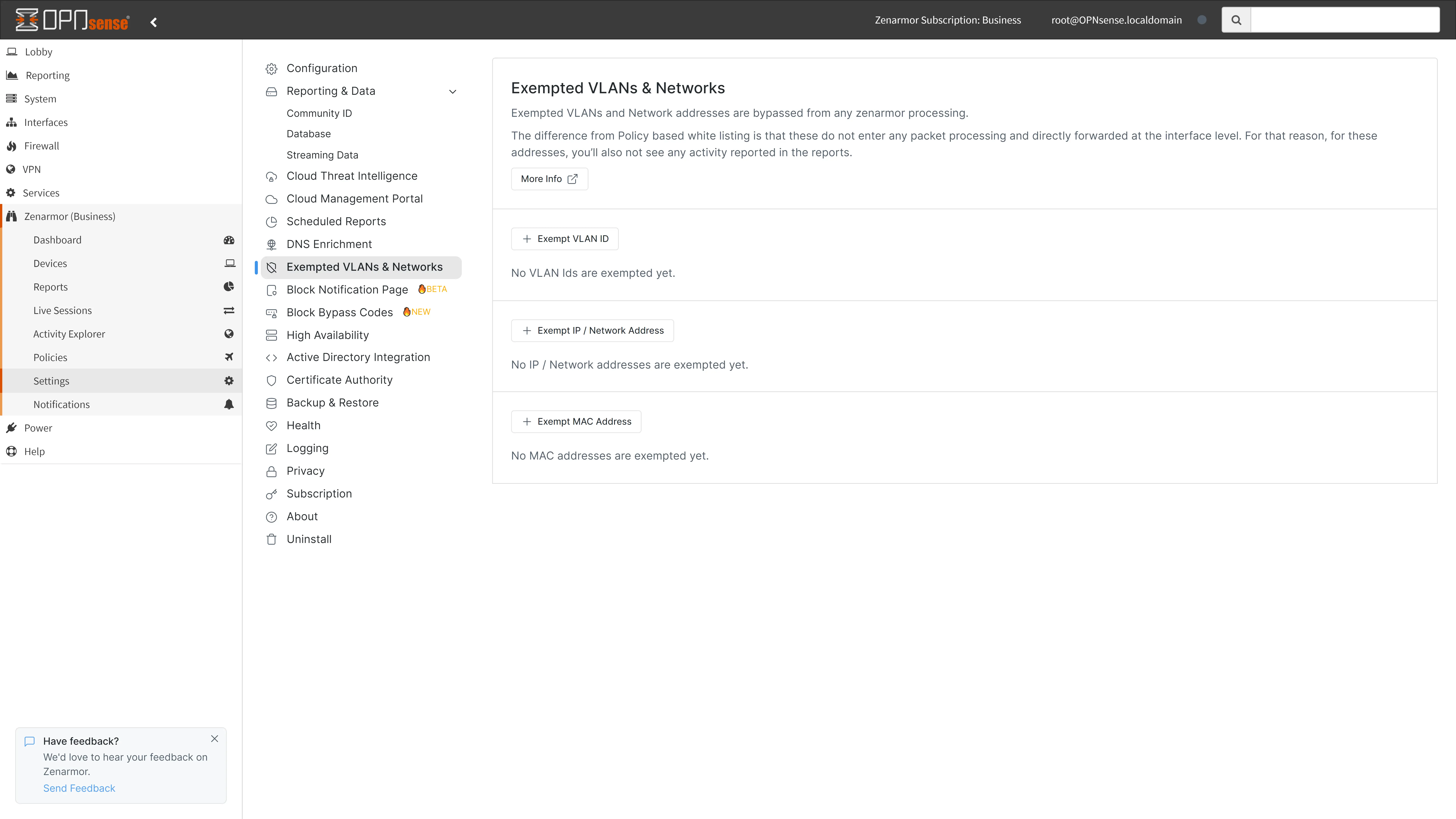 Configuring Exempted VLANs &amp; Networks on Zenarmor