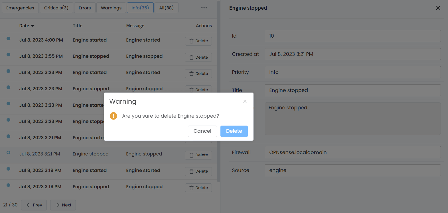 Confirming the notification message removal