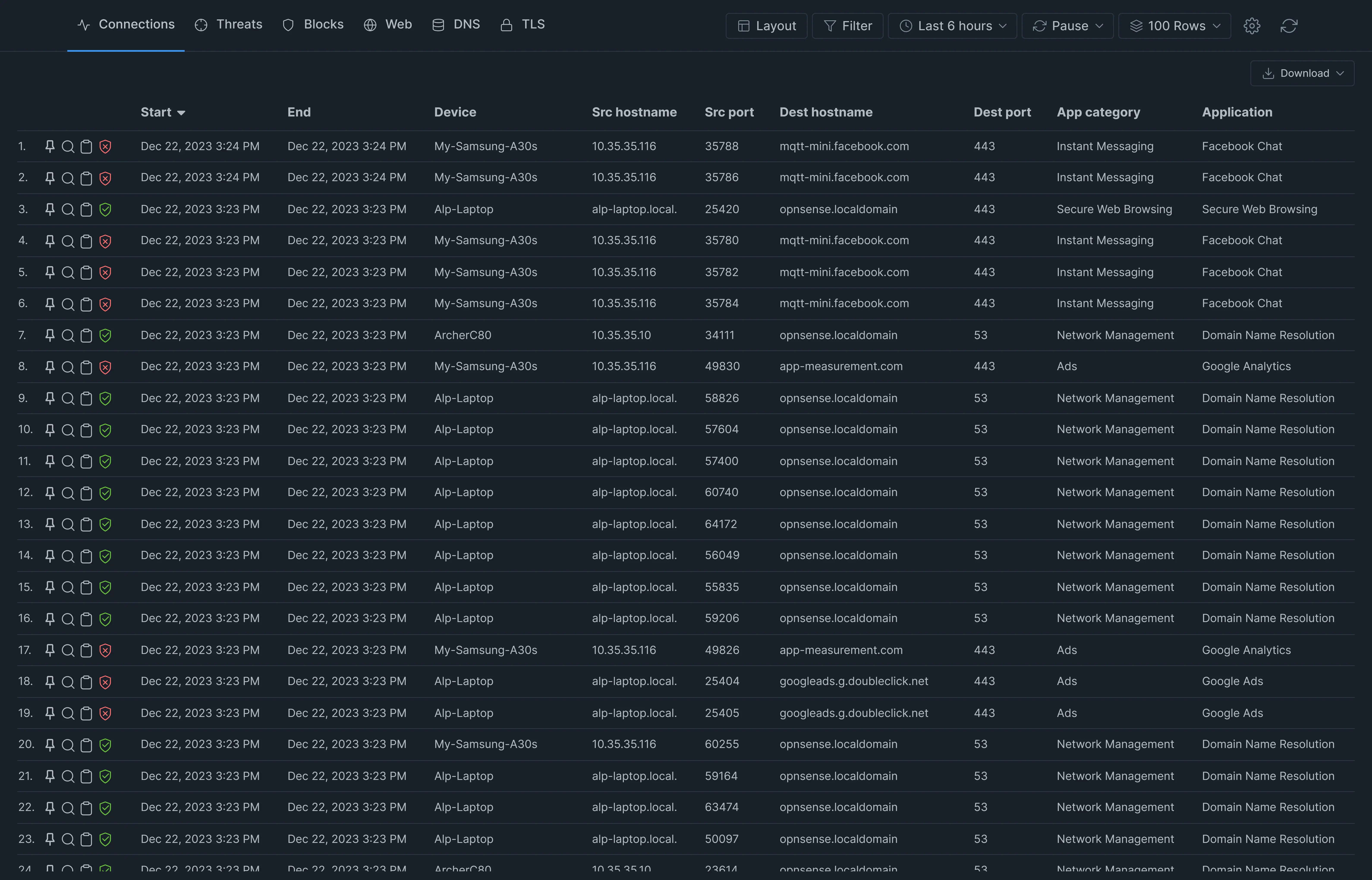 Connections Live Session Explorer