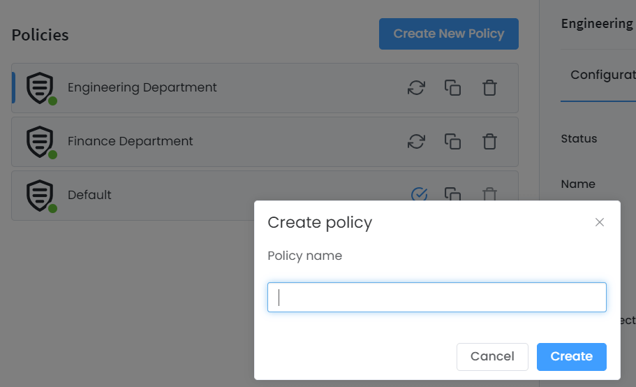 Creating a new policy