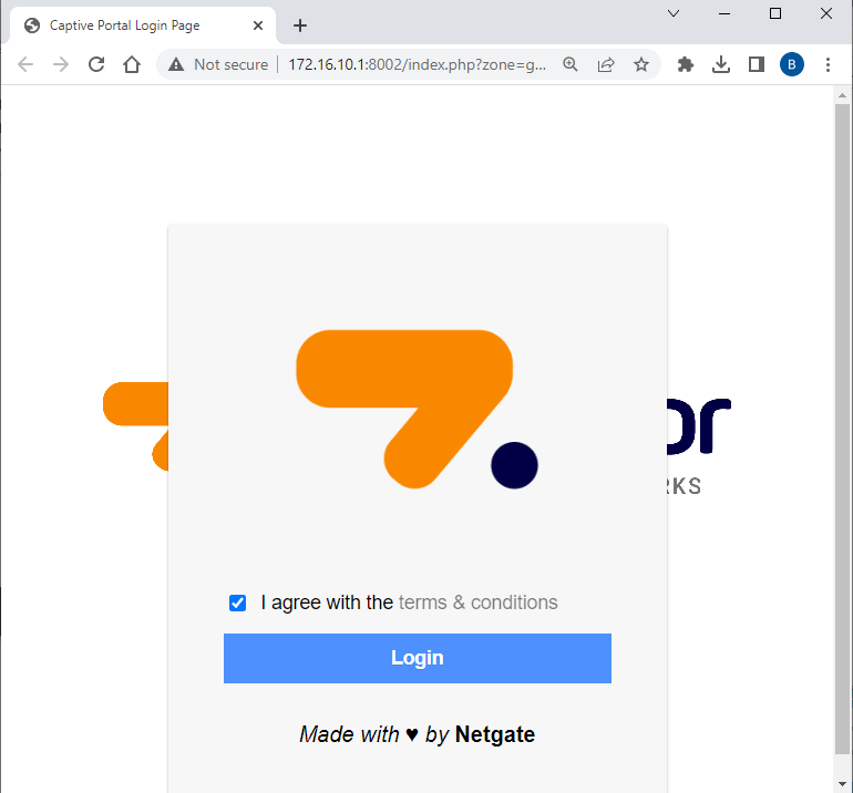 Captive Portal Login Page with custom logo and background on pfSense Firewall