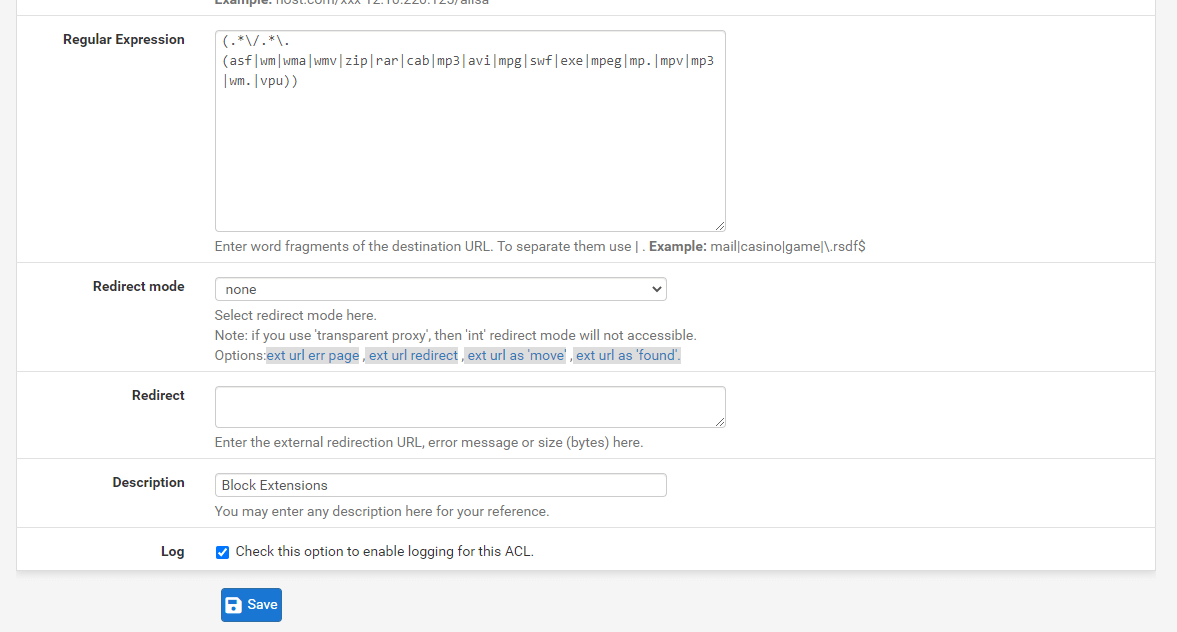 Defining Target Category to Block Extensions