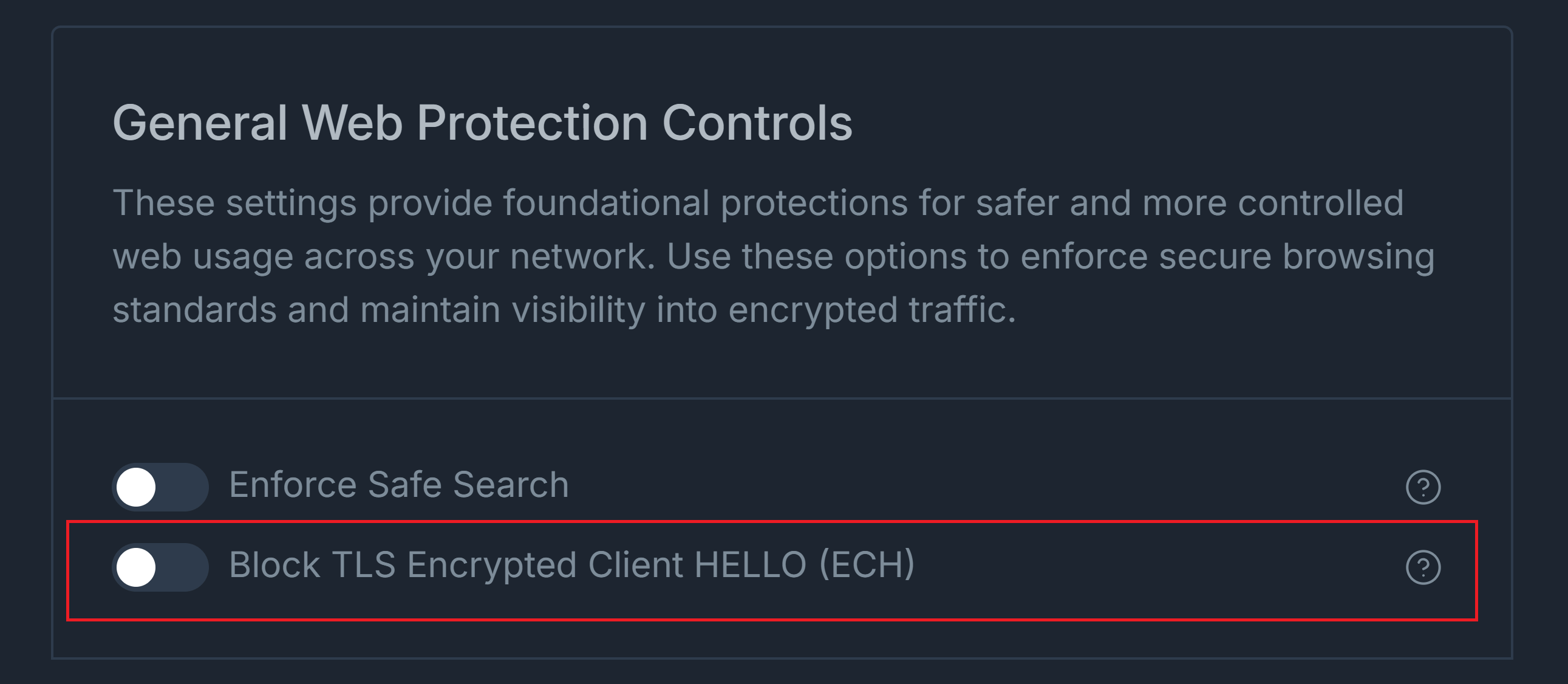 Disabling Block ECH Option