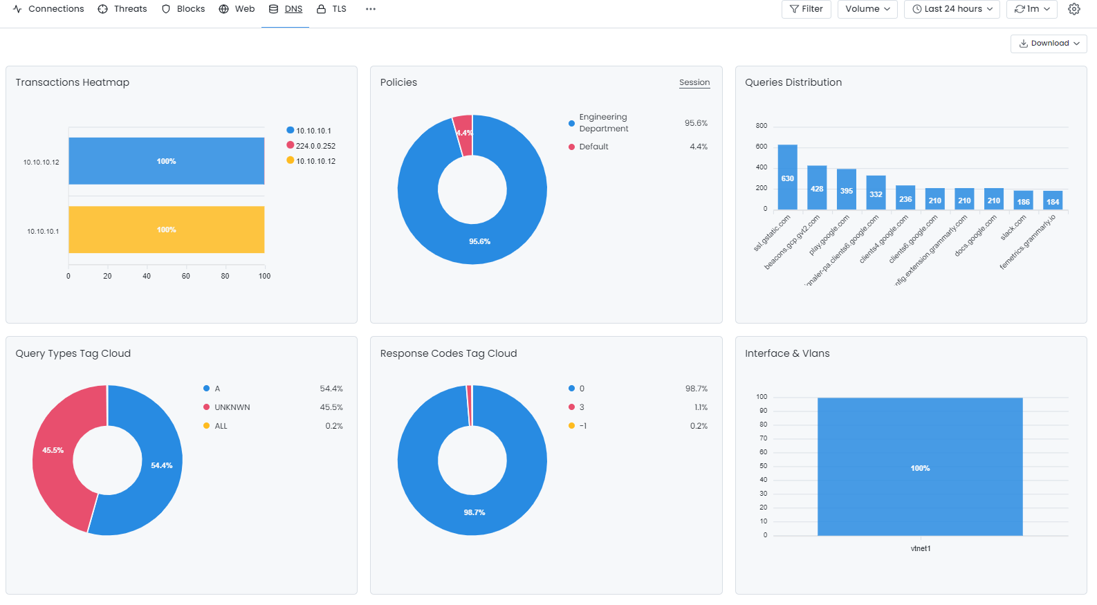 Charts Displayed in DNS Report View