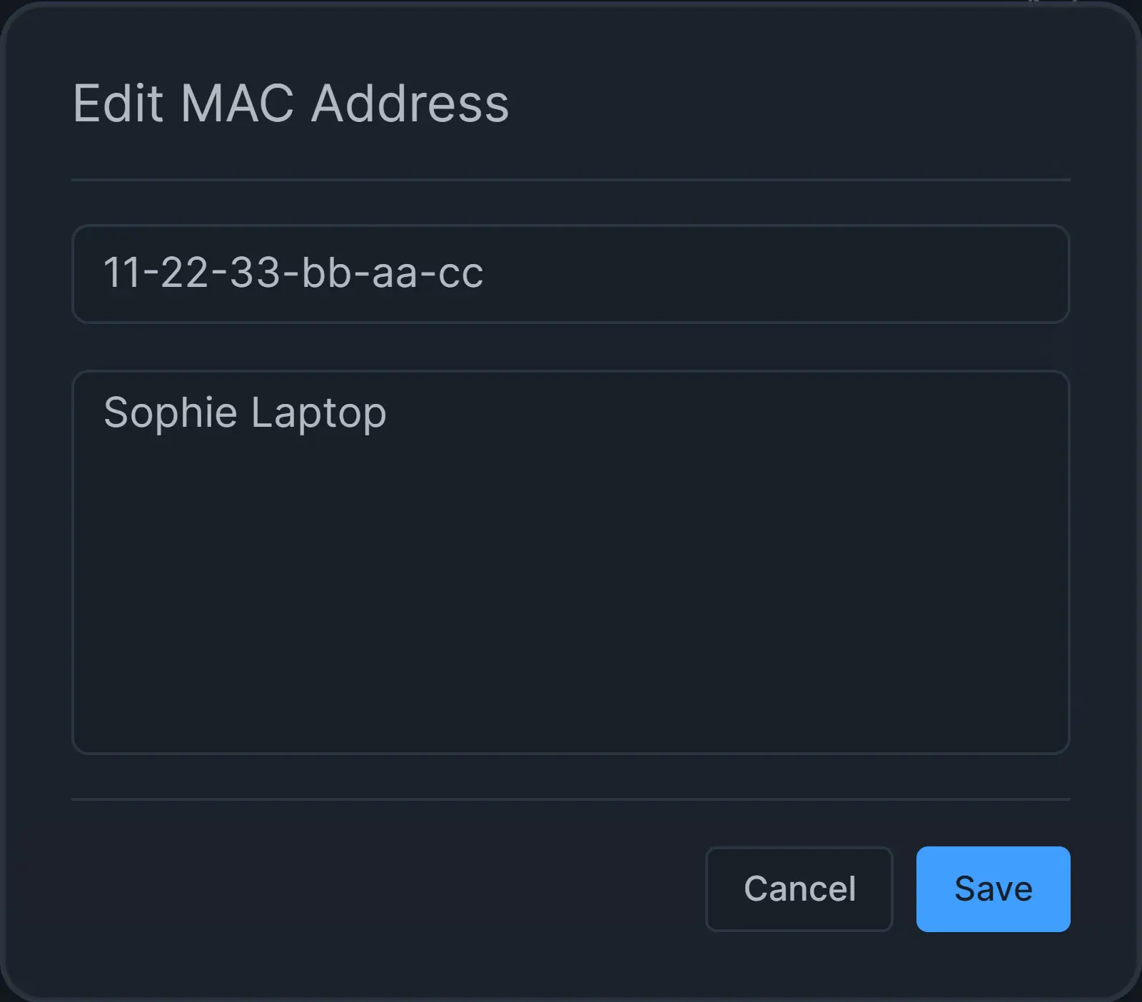 Editing MAC Address on Policy Configuration