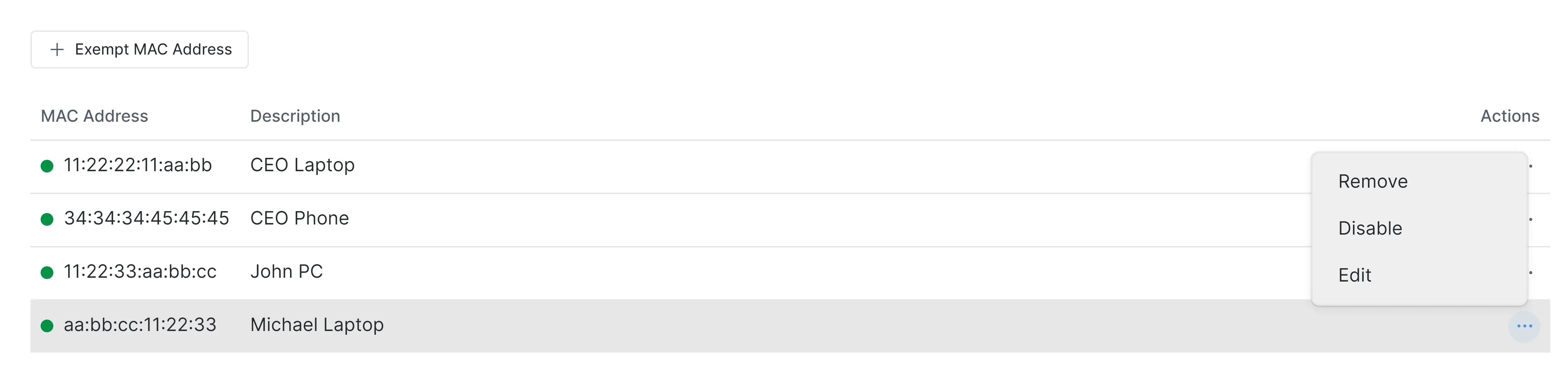 Removing/Editing/Disabling Exempted MAC address on Zenarmor