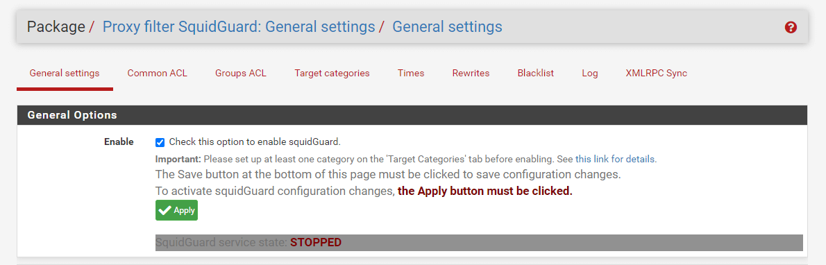 Enable SquidGuard 