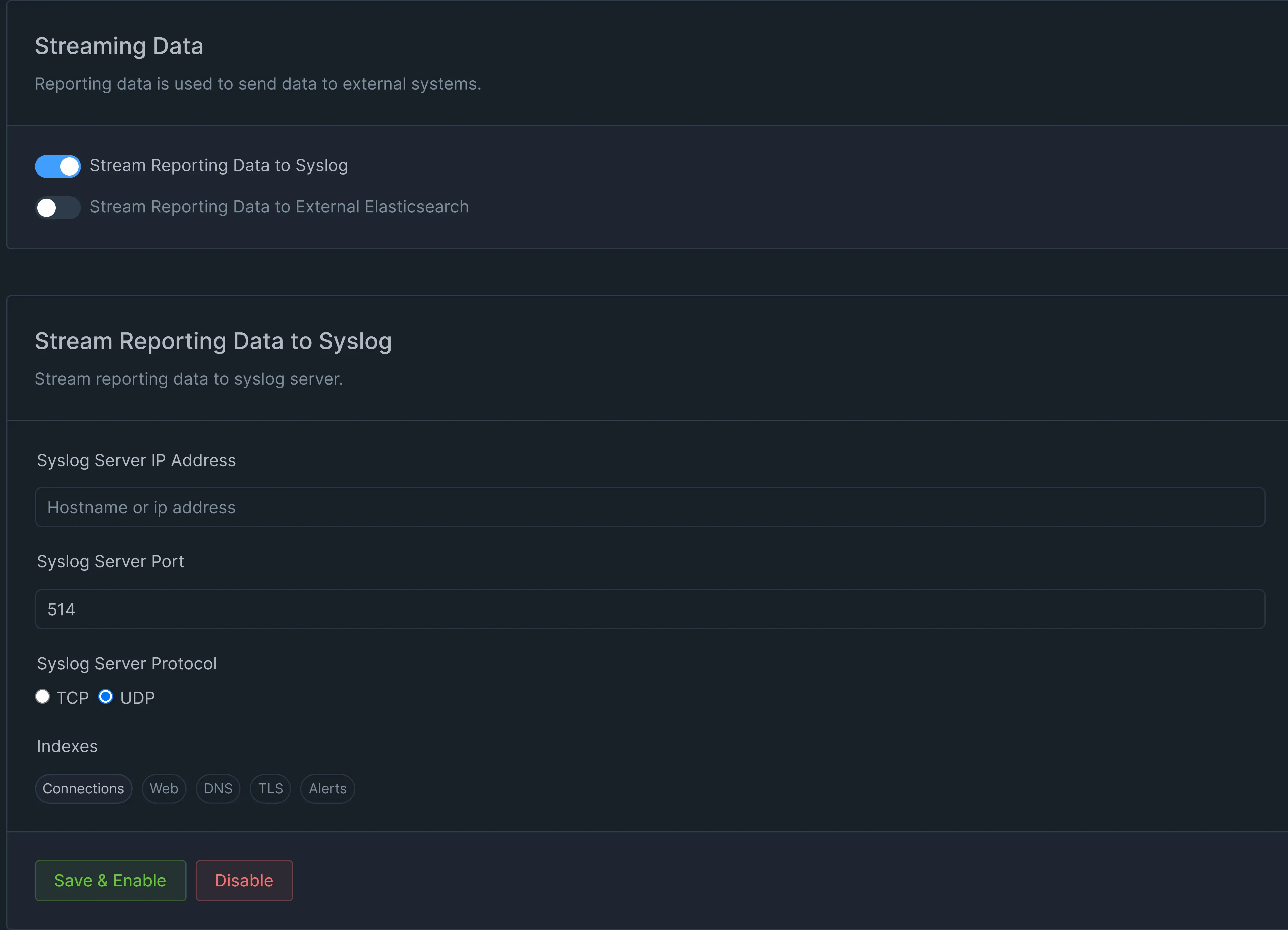 Enabling Stream Data to Syslog