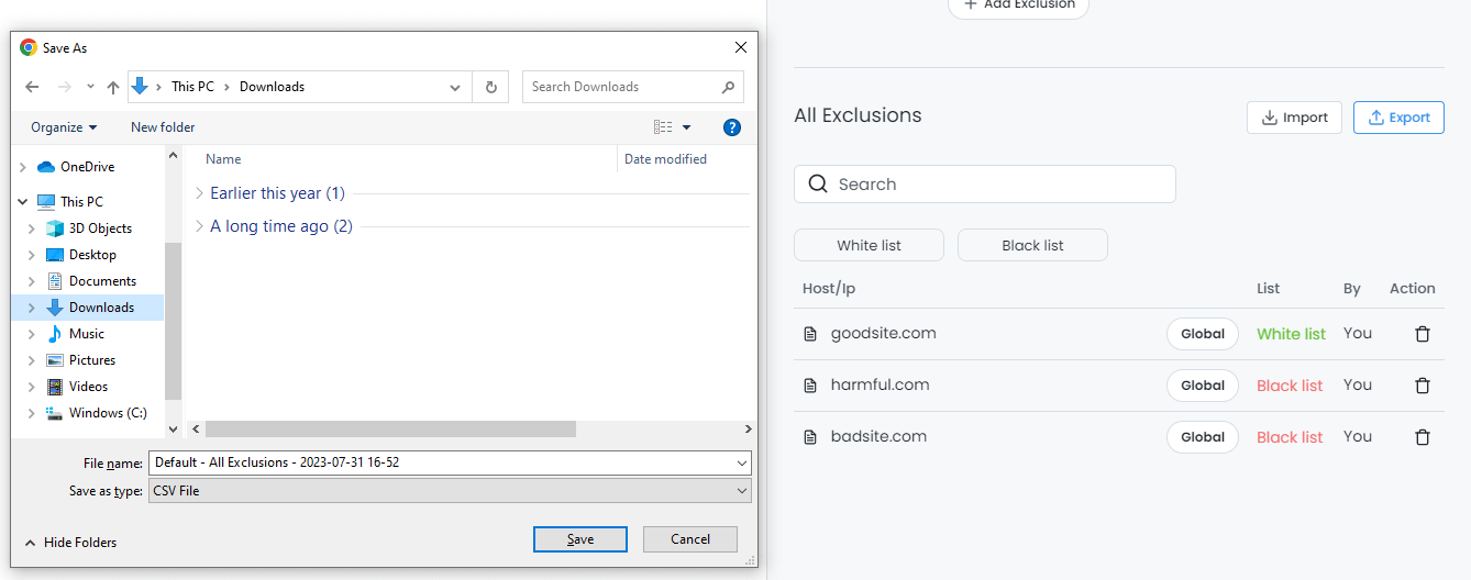 Export Exclusions