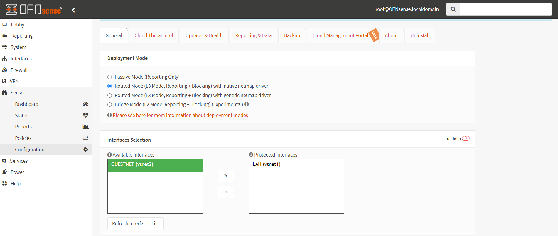 General configuration of Zenarmor