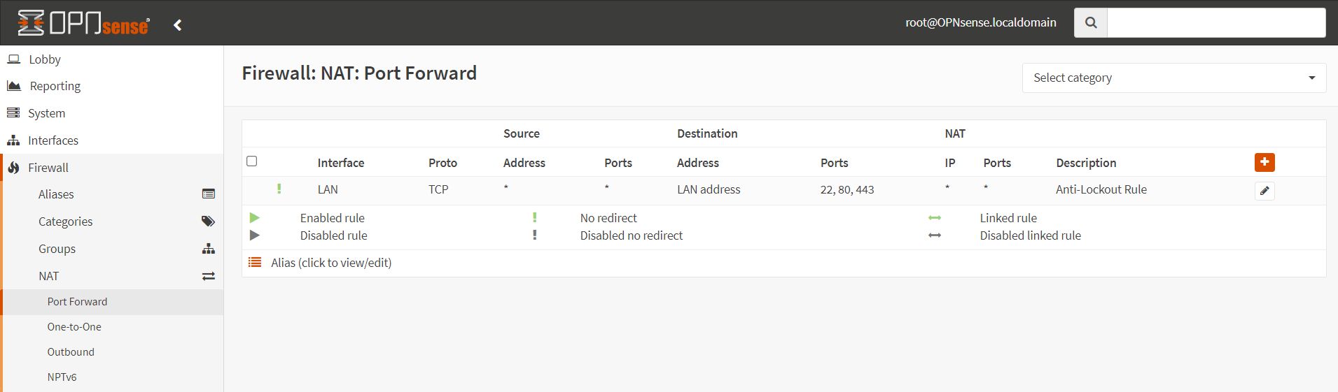 Port forwarding configuration in OPNsense