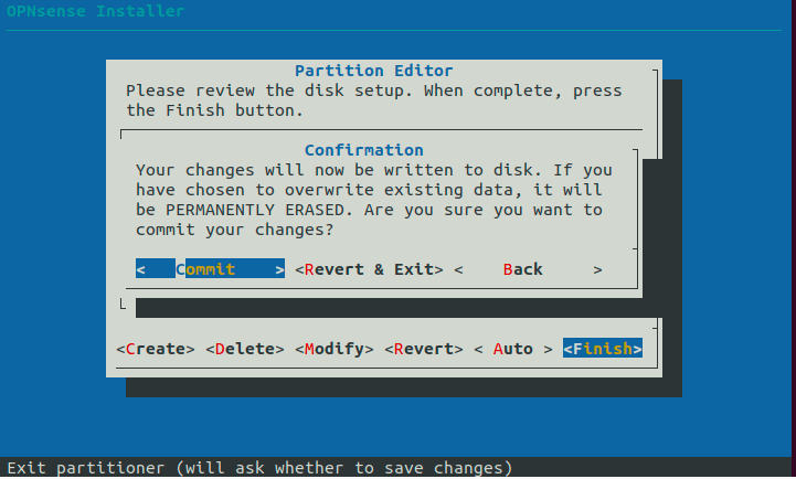 Confirm Partitioning