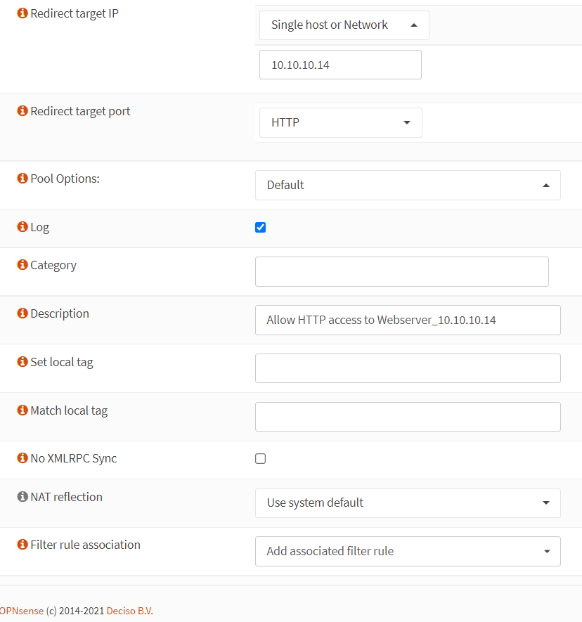 Port forwarding rule configuration for HTTP(81) in OPNsense-2