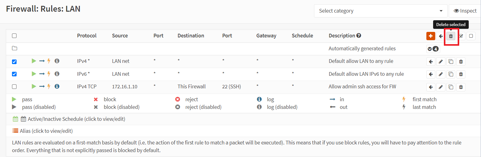 Deleting multiple firewall rules