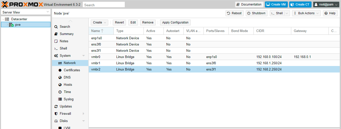 Network devices on Proxmox